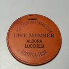 Pga Tour Golf Bag Tag Leather Brass 3  Partners Club Life Member Vintage