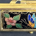 Vintage Cloisonne Lipstick Holder With Mirror Blue Pink Green Black Butterfly