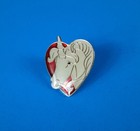 Unicorn Heart Lapel Pin Enamel Hat Tac Mythical Horse Vintage Nos