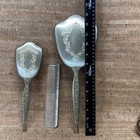 Vintage Usa Ornate Gold Tone 3 Piece Dresser Vanity Mirror Nylon Brush Comb Set