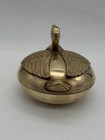 Vintage Brass Duck Trinket Box Decorative Hinged Jewelry Dish Animal Figurine