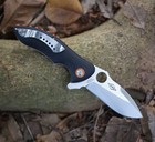 Black G10 Folding Hunting Outdoor Heavy Duty Thick Knife Pocket Clip Flipper Tab