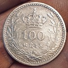 Portugal 100 Reis 1910 Coin  d  Manuel Ii  Silver  