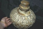 Rare Antique Original Hindu Iron Bottle Pot W cord Hand Crafted Large 