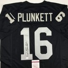 Autographed signed Jim Plunkett Oakland Black Football Jersey Jsa Coa
