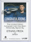 Star Trek Connections Ethan Peck Legends Of Star Trek Autograph Card Scarce