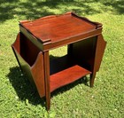 Vintage Mahogany 2 Tier Side Telephone Table Double Magazine Book Rack Pie Crust