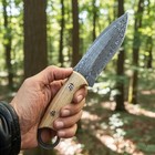 Custom Handmade Damascus Steel Hunting Knife With Leather Sheath