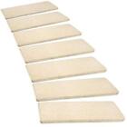  Bullnose Carpet Stair Treads Set Tape Free Non-slip 2 Pieces Light Beige