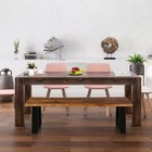 Acacia Wood Patio Bench With Metal Trapezium Legs  57 5 X 15 5 