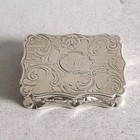 N  Mills     Good Engraved Antique Solid Silver Vinaigrette         Birm   1845 