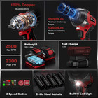 Arccaptain 20v Cordless Impact Wrench Kit 1500n m 1 2  W 2x Batteries Brushless