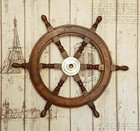 Wooden Designrer18 Inch Ship Steering Wheel Pirate D  cor Brass Finishing Wall   