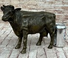 Statue Sculpture Hot Cast Bronze Signed Bull Art Deco Style Home Decor Artwork