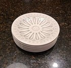 Set Of 8 Shabby Chic Melamine Round 8 3 8  Salad Plates  Gray Floral Pattern 