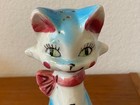 Vtg Cat Salt Shaker Ceramic 7 75  Japan Blue W pink Bow Anthropomorphic  repair