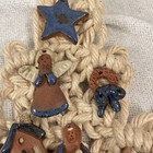 Macrame Christmas Tree W Clay Ornaments Handmade 13x9 5 Vintage Mc