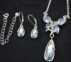 New Avon  all Wrapped Up  Silvertone Necklace And Earring Gift Set 16 l   3 ext 