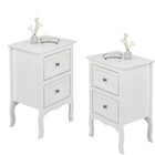 Set Of 2 Fch Nightstand End Table With Two Drawer White Finish Bedside Table