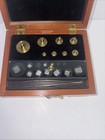 Vintage F  Hopken   Son Precision Analytical Balance Weight Set Brass Glass Case