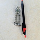 Kuchi Tribal Coin Pendant Green Glass Charm Dangles Afghan Adornment  20882 