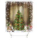 Christmas Tree Shower Curtain Bathroom Rugs Bath Mat Non-slip Toilet Lid Cover