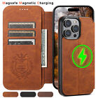 For Iphone 15 16 Pro Max 14 13 Magnetic Mag Safe Leather Wallet Flip Stand Case