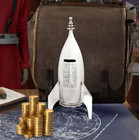  nib  Rocket Ship Space Saver Coin Piggy Bank Art Deco Spaceship Model