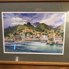 Jim Kingwell Watercolor Matted Framed Wall Art Print Lahaina Maui Hawaii 
