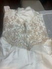 David s Bridal Ivory Strapless Satin Ball Gown Beaded Zipper Back V527 2