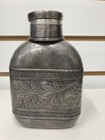 Antique Silver Plate Flask Expandable Cap Meriden Britannia Floral Art Nouveau