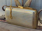 Art Deco  Gold silver Cross Body Metal Evening  Bag 7 5x5x1 5 new Years