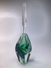 Rare Signed Studio Art Glass Perfume Bottle 1991 Blue Green 9 5 In Free Sh  b8 
