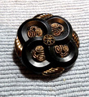 Vintage Antique Black Glass Button Unique Pattern Gold Luster
