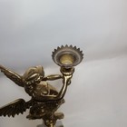 Antique Brass Pair Candle Holders Mermaids Angels Heavy 24    Tall