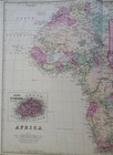 Africa Continent 1881 Mitchell Large Hand Color Map
