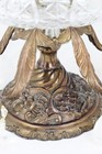 Vintage Cut Crystal Compote Fruit Bowl Brass Pedestal 5 Crystal Prisms 10  