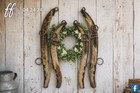 Antique Horse Harness Hames Set Of 4 Primitive Wood Iron Rustic Farmhouse Decor