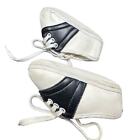Gold Bug Vintage Infant Saddle Baby Crib Shoe White Leather Black Accent Doll
