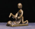 4cm Old Chinese Dynasty Bronze Man Woman People Person Sexual Love Naked Statue