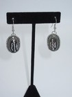 Drop Dangle Earrings Silver Tone Metal Tribal Brown Faux Stone Vintage Unique 