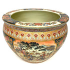 Antique Large Chinese Oriental Asian Pot Porcelain Fish Bowl Planter Jardiniere
