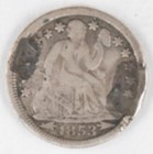 1853 Seated Liberty Dime Love Token Ornate Initials Ct