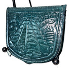 Vtg Hand-tooled Mexican Leather Coin Purse Embossed Aztec Design