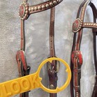 Cowperson Tack Leather Western Show Headstall Bridle Texas Stars Conchos Lot Vtg