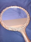 Heavy Vintage Silver Plate Ornate Vanity Mirror Floral Design 5 Inch