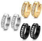 Stainless Steel Huggie Hoop Earrings Cz Gold Silver Black