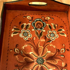 Vintage Rosemaling Hand Painted Folk Art Wooden Tray 20  X 12  X 2  Not Signed