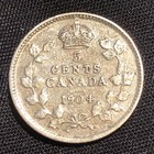 1904 Canada 5 Cents Silver Coin - Vf  very Fine  Condition