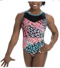 Simone Biles Gk Elite Leotard Gymnastics Optic Vision Pink Aqua Black Mesh  Cl